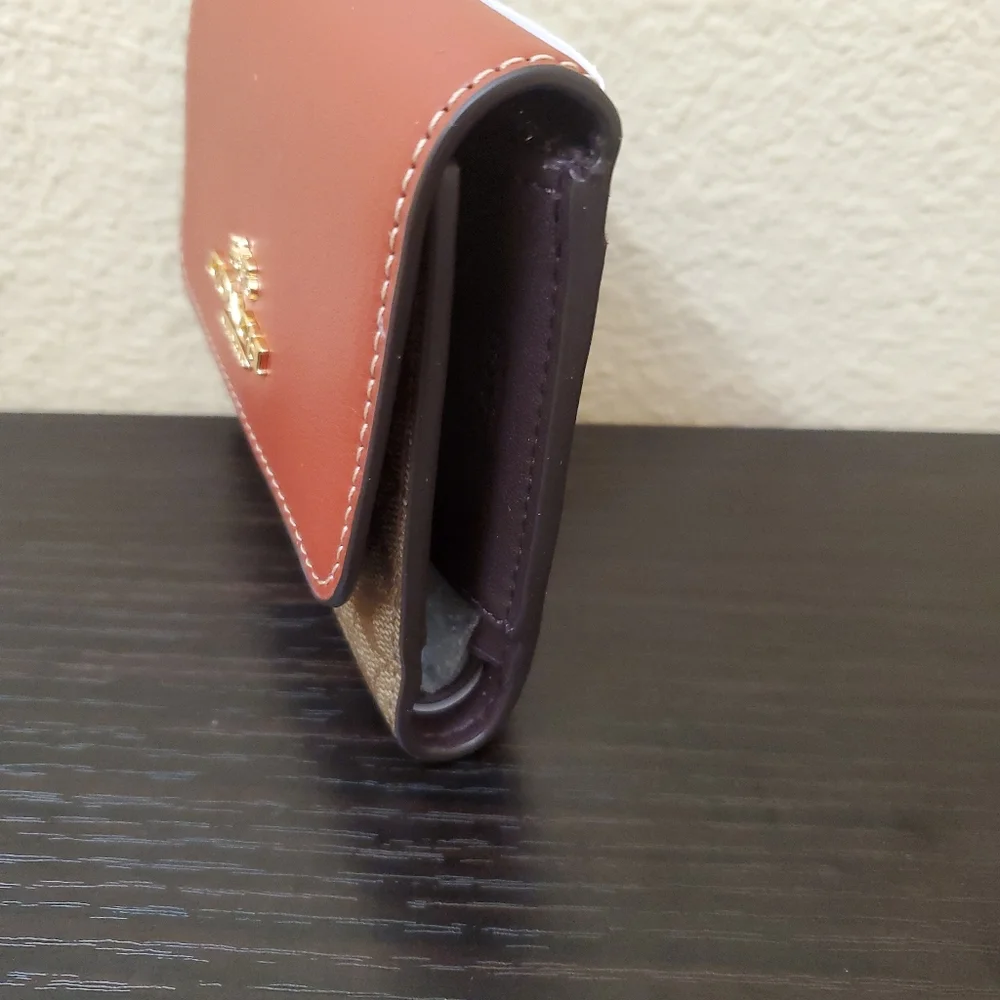 Coach Small Trifold Wallet In Signature Canvas - Picture 6 of 13